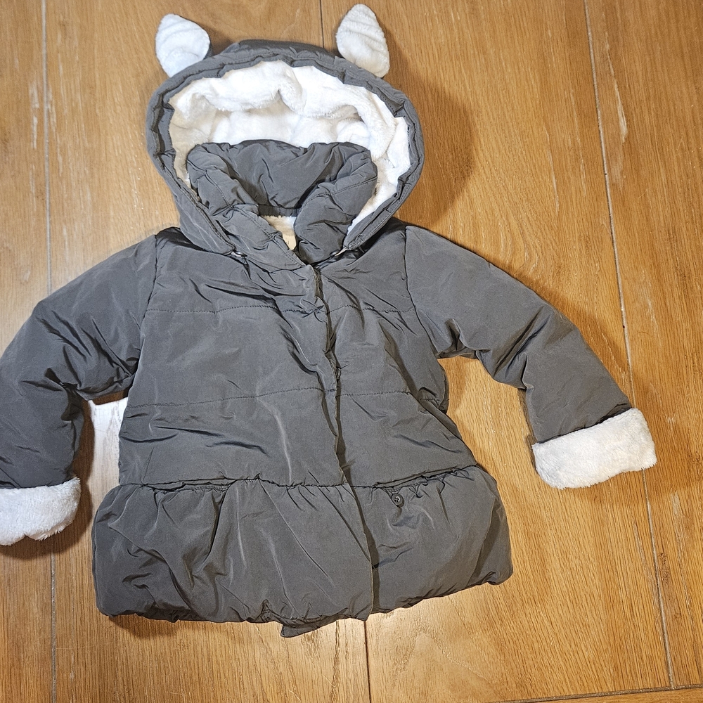 Mink Mui Gray Kids Puffer Jacket with Ears